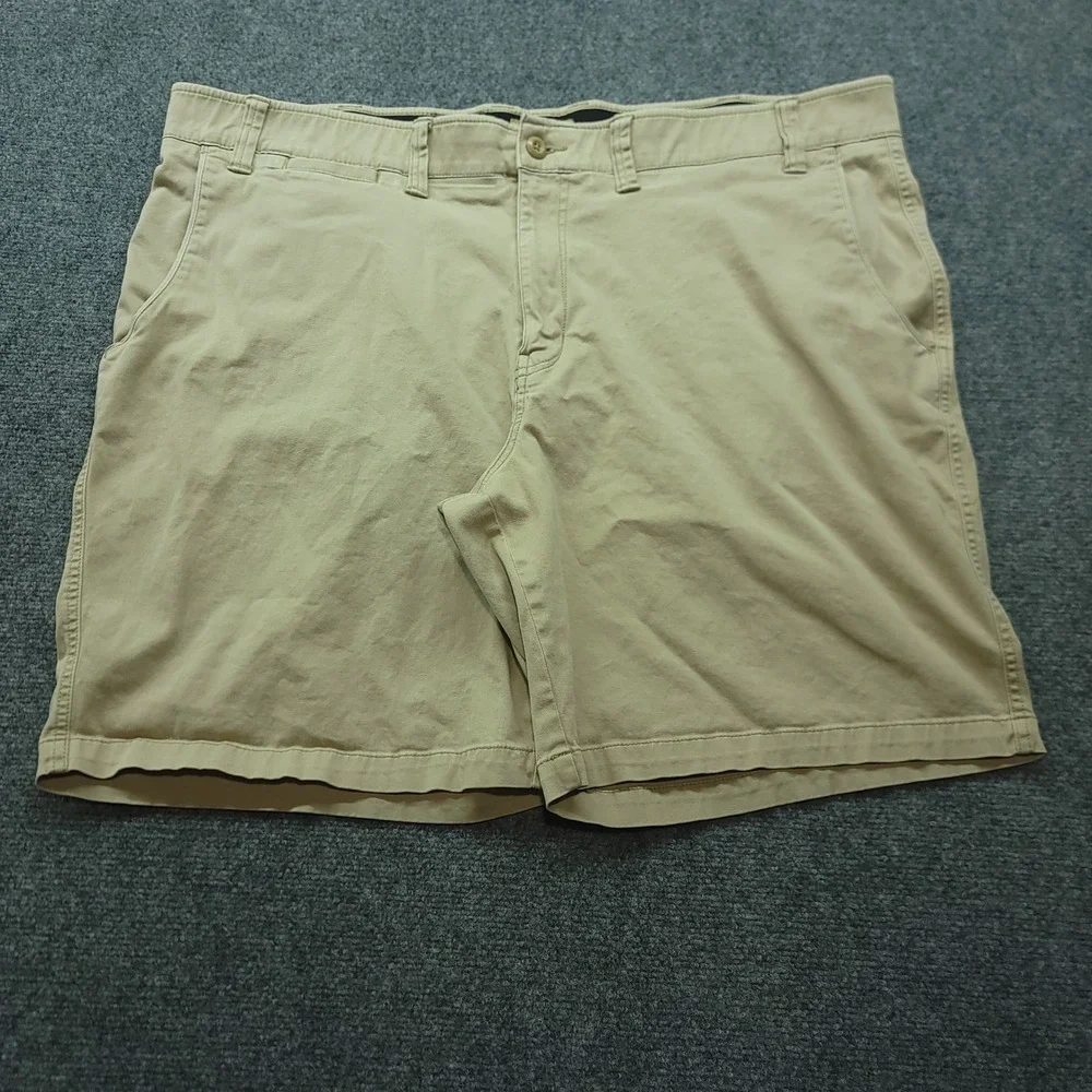 Foundry Supply Co Men Big 48 Khaki Tan Comfort Stretch Chino Shorts Cotton Blend
